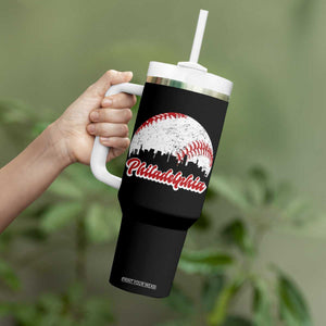 Philadelphia Baseball Tumbler With Handle Vintage Skyline City TS10 Print Your Wear