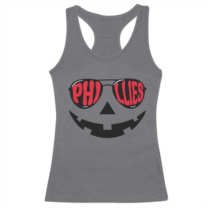 Halloween Phillies Racerback Tank Top Philadelphia Baseball Red October Jackolantern Pumpkin Face TS10 Charcoal Print Your Wear