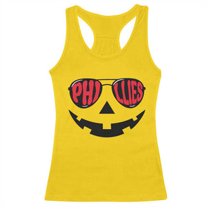 Halloween Phillies Racerback Tank Top Philadelphia Baseball Red October Jackolantern Pumpkin Face TS10 Daisy Print Your Wear