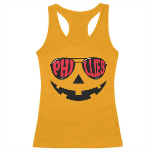 Halloween Phillies Racerback Tank Top Philadelphia Baseball Red October Jackolantern Pumpkin Face TS10 Gold Print Your Wear