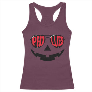 Halloween Phillies Racerback Tank Top Philadelphia Baseball Red October Jackolantern Pumpkin Face TS10 Maroon Print Your Wear