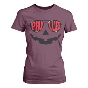 Halloween Phillies T Shirt For Women Philadelphia Baseball Red October Jackolantern Pumpkin Face TS10 Maroon Print Your Wear