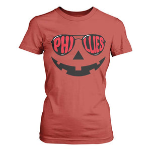 Halloween Phillies T Shirt For Women Philadelphia Baseball Red October Jackolantern Pumpkin Face TS10 Red Print Your Wear