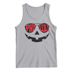 Halloween Phillies Tank Top Philadelphia Baseball Red October Jackolantern Pumpkin Face TS10 Athletic Heather Print Your Wear