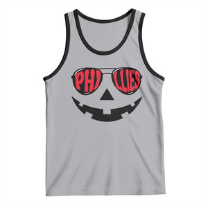 Halloween Phillies Tank Top Philadelphia Baseball Red October Jackolantern Pumpkin Face TS10 Athletic Heather Black Print Your Wear