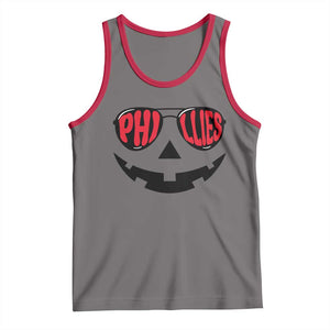 Halloween Phillies Tank Top Philadelphia Baseball Red October Jackolantern Pumpkin Face TS10 Deep Heather Red Print Your Wear