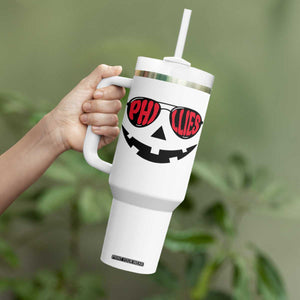 Halloween Philly Tumbler With Handle Philadelphia Baseball Red October Jackolantern Pumpkin Face TS10 Print Your Wear