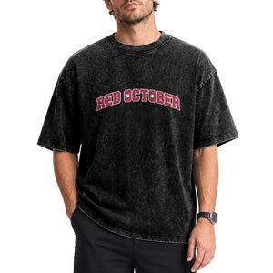 Red October Washed Cotton T-Shirt Vintage Sports Philadelphia Playoff Baseball Fan