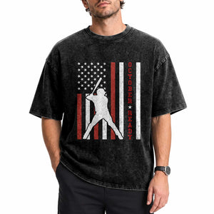 October Ready Washed Cotton T-Shirt Cool Distressed Philadelphia Baseball Fan US Flag