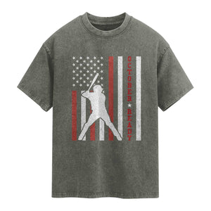 October Ready Washed Cotton T-Shirt Cool Distressed Philadelphia Baseball Fan US Flag