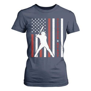 October Ready T Shirt For Women Cool Distressed Philadelphia Baseball Fan US Flag TS10 Navy Print Your Wear