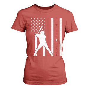 October Ready T Shirt For Women Cool Distressed Philadelphia Baseball Fan US Flag TS10 Red Print Your Wear