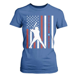 October Ready T Shirt For Women Cool Distressed Philadelphia Baseball Fan US Flag TS10 Royal Blue Print Your Wear