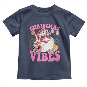 Retro Christmas Santa Toddler T Shirt Pink Xmas Vibes Groovy Santa Claus Womens Kids Girls Gifts TS10 Navy Print Your Wear