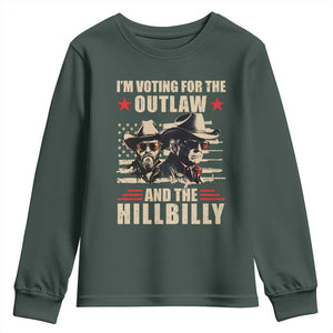 Trump Vance 2024 Youth Sweatshirt Vintage Flag Outlaw Hillbilly '24 TS10 Dark Forest Green Print Your Wear