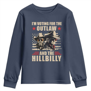 Trump Vance 2024 Youth Sweatshirt Vintage Flag Outlaw Hillbilly '24 TS10 Navy Print Your Wear
