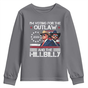 Trump Vance '24 Youth Sweatshirt Trump I'm Voting For The Outlaw And Hillbilly TS10 Charcoal Print Your Wear
