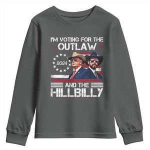 Trump Vance '24 Youth Sweatshirt Trump I'm Voting For The Outlaw And Hillbilly TS10 Dark Heather Print Your Wear