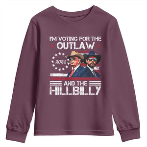 Trump Vance '24 Youth Sweatshirt Trump I'm Voting For The Outlaw And Hillbilly TS10 Maroon Print Your Wear