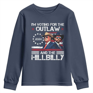 Trump Vance '24 Youth Sweatshirt Trump I'm Voting For The Outlaw And Hillbilly TS10 Navy Print Your Wear