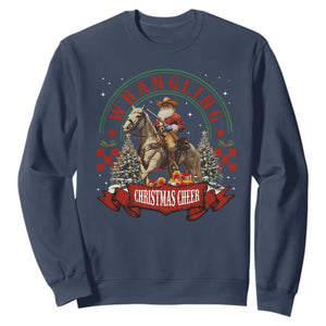 Western Christmas Sweatshirt Howdy Country Christmas Horse Xmas Cheer TS10 Navy Print Your Wear