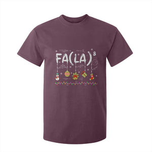 Funny Christmas T Shirt For Kid FA (LA)8 Funny Xmas Santa Fa La Math Teacher Student TS10 Maroon Print Your Wear