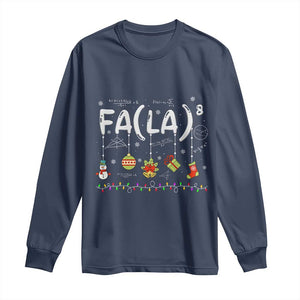 Funny Christmas Long Sleeve Shirt FA (LA)8 Funny Xmas Santa Fa La Math Teacher Student TS10 Navy Print Your Wear