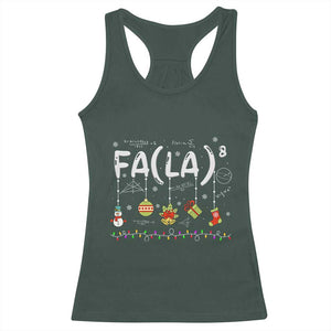 Funny Christmas Racerback Tank Top FA (LA)8 Funny Xmas Santa Fa La Math Teacher Student TS10 Dark Forest Green Print Your Wear