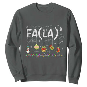 Funny Christmas Sweatshirt FA (LA)8 Funny Xmas Santa Fa La Math Teacher Student TS10 Dark Heather Print Your Wear
