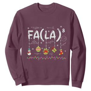 Funny Christmas Sweatshirt FA (LA)8 Funny Xmas Santa Fa La Math Teacher Student TS10 Maroon Print Your Wear