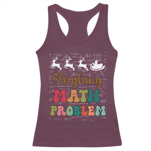 Math Teacher Christmas Racerback Tank Top Sleighing Math Problem Xmas Gift TS10 Maroon Print Your Wear