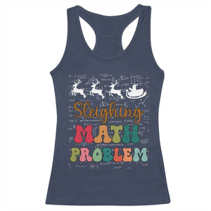 Math Teacher Christmas Racerback Tank Top Sleighing Math Problem Xmas Gift TS10 Navy Print Your Wear