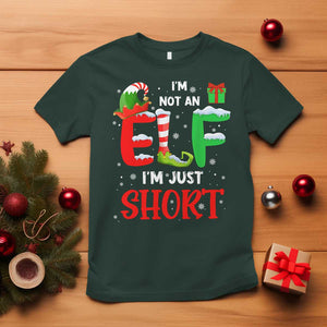Funny Christmas T Shirt I'm Not An Elf Just Short Xmas TS10 Dark Forest Green Print Your Wear