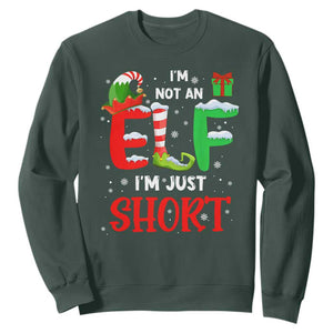 Funny Christmas Sweatshirt I'm Not An Elf Just Short Xmas TS10 Dark Forest Green Print Your Wear