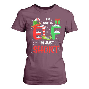 Funny Christmas T Shirt For Women I'm Not An Elf Just Short Xmas TS10 Maroon Print Your Wear