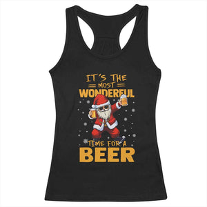 Funny Christmas Santa Claus Drinking Beer Wonderful Time Racerback Tank Top TS10 Black Print Your Wear
