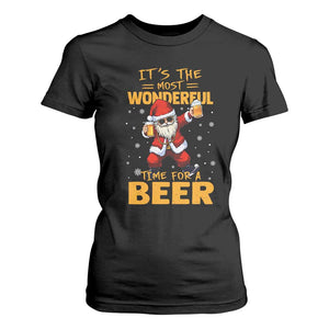 Funny Christmas Santa Claus Drinking Beer Wonderful Time T Shirt For Women TS10 Black Print Your Wear