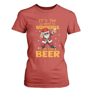 Funny Christmas Santa Claus Drinking Beer Wonderful Time T Shirt For Women TS10 Red Print Your Wear