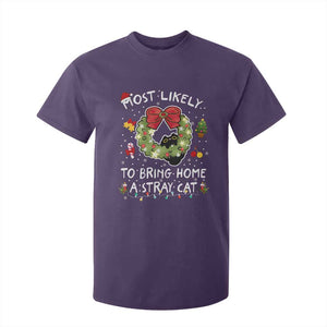 Kitten Christmas T Shirt For Kid Most Likely To Bring Home A Stray Cat Matching Xmas TS10 Purple Print Your Wear