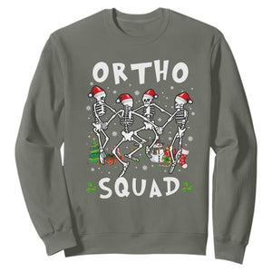 Funny Christmas Ortho Nurse Sweatshirt Xmas Dancing Skeleton Orthopedics PICU Icu Nurse Rn Crew TS10 Military Green Print Your Wear
