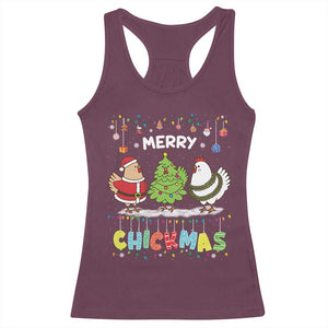 Christmas Chickens Racerback Tank Top Lover Gift Farm Gift Merry Chickmas TS10 Maroon Print Your Wear