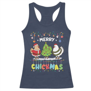 Christmas Chickens Racerback Tank Top Lover Gift Farm Gift Merry Chickmas TS10 Navy Print Your Wear