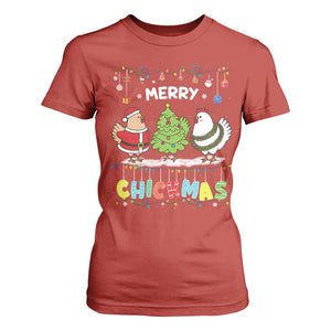 Christmas Chickens T Shirt For Women Lover Gift Farm Gift Merry Chickmas TS10 Red Print Your Wear