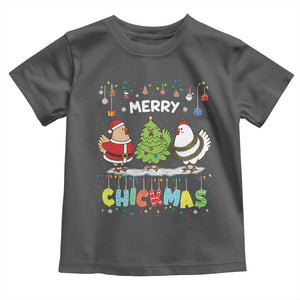 Christmas Chickens Toddler T Shirt Lover Gift Farm Gift Merry Chickmas TS10 Dark Heather Print Your Wear