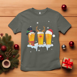 Funny Christmas Beer T Shirt Reindeer Santa Drinking Lovers TS10 Military Green Print Your Wear