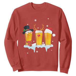 Funny Christmas Beer Sweatshirt Reindeer Santa Drinking Lovers TS10 Red Print Your Wear