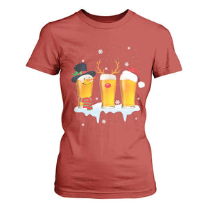 Funny Christmas Beer T Shirt For Women Reindeer Santa Drinking Lovers TS10 Red Print Your Wear