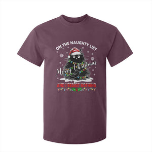 Cat Christmas T Shirt For Kid On The Naughty List And I Regret Nothing TS10 Maroon Print Your Wear