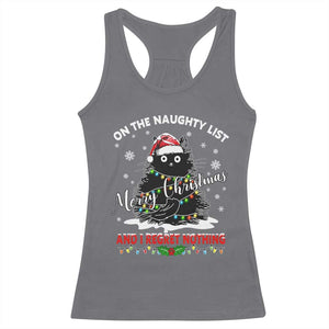 Cat Christmas Racerback Tank Top On The Naughty List And I Regret Nothing TS10 Charcoal Print Your Wear
