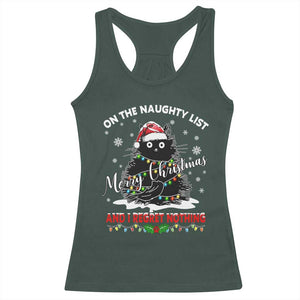 Cat Christmas Racerback Tank Top On The Naughty List And I Regret Nothing TS10 Dark Forest Green Print Your Wear